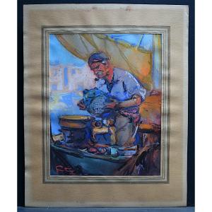 Louis Fortuney Fisherman Boat Mediterranean Provence Marine Sailor Rt1016