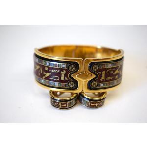 Michaela Frey Bracelet And Earrings Egypt Enamel Jewelry Freywille Ref772