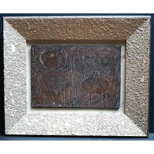 Art Brut Wood Scratched Couple Unsigned 20th Century Rt1156