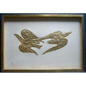 Gold Embossed Lithograph Tribute To The Jewels Of Georges Braque Signed By The Publisher Ref1172