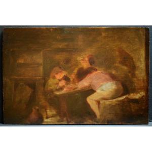 19th Century Interior Scene Impressionist Genre Scene Rt1175