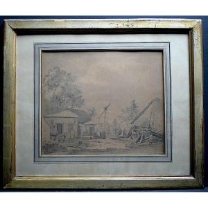 Drawing Arnoldus Johannes Eymer Dutch Animated Landscape Countryside Scene XIXth Rt1179