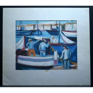 Demianoff Sète School Port Of Sète Sailors Provençal Boats 20th Century Rt1184