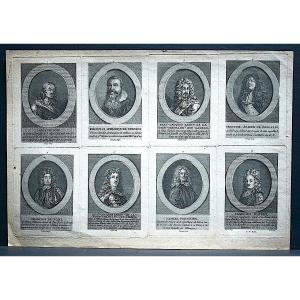 Plate From The End Of The 18th Century, Engravings Of Portraits Of Historical Figures, Ref1004