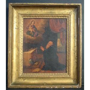 Baroque Religious Art XVII Century Bishop Virgin Child Jesus Rt1210