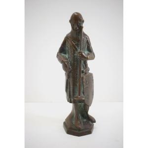 Stylized Bronze Knight With A Brown And Green Patina By Alvaro De Bree. Ref1009