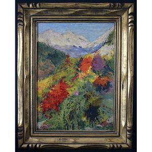 Impressionist Mountain Landscape Signed Dallons Dated 1925 20th Century Rt1217
