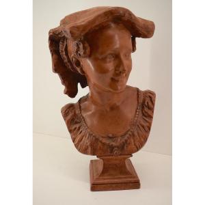 Bust Of A Young Woman Called The Laughing Neapolitan Terracotta After Jb Carpeaux Ref1029