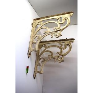 Pair Of Art Nouveau Shelf Brackets 1900 Cast Iron Hector Guimard Style Ref1057