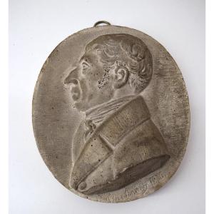 Frédéric Flacheron Plaster Medallion Portrait Profile Louis Cécile Flacheron Ref1082
