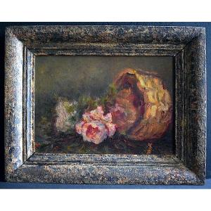 R Aubert Impressionist 1941 Still Life Flower Thrown Basket Rt1143