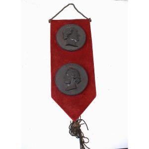 2 Hardwood Medallions Portrait Rossini And F Mendelssohn Composer Ref1099