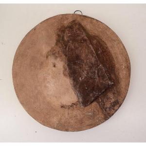 M Petry Terracotta Medallion Young Girl In Profile Alsace Ref1101