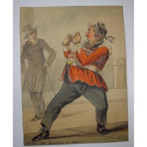 Jules Renard Draner Drawing Watercolor Military England Line Infantry 1864 Ref1104