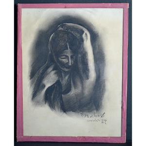 Signed N Sternberg Drawing Woman Dated 1929 XXth Rt1226