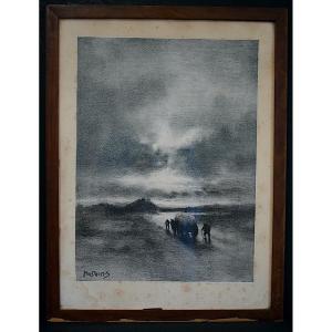 Léon Pousthomis Animated Countryside Scene Haymaking Early 20th Century Rt1229