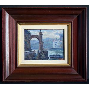 Marine Barque Mediterranean Signed To Identify 20th Century Rt1236