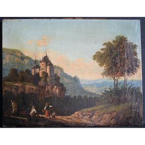 Signed Noack 1848 Northern German School Animated Landscape Castle 19th Century Rt1257