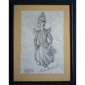 Julius II Wentscher Thai Dancer Bangkok Dated 1935 Asia Rt1286