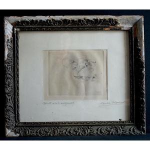 Berthe Morisot Drypoint Engraving Portrait Swan And Duck 19th Century Rt1294