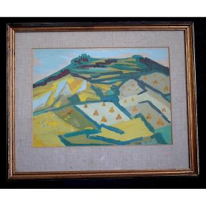 Andrée Jaclet Art Lorrain Harvest Polignac Haute – Loire Auvergne 20th Century Semi Abstract Rt1302