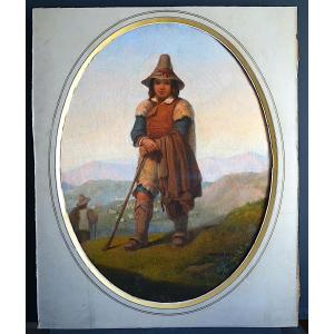 Jules Salles Signed Little Shepherd Pastoral Scene 19th Century Rt1310
