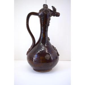 Glazed Earthenware Ewer Called "demoiselle d'Avignon" Or çanakkale Türkiye And Provence Ref1126