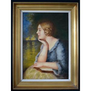 Portrait Of A Young Girl Reading A Romantic Song, Unsigned, 20th Century, Rt1329
