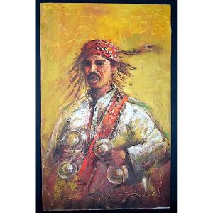 Orientalist Figure Carrying Water, 20th Century, Signed To Be Identified Rt1356