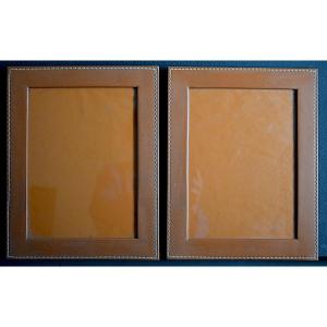 Pair Of 50s Leather Photo Frames For Standard 18 X 24 Cm Photo Frames Ref C1227