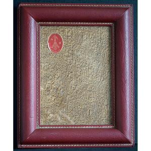1950s Burgundy Leather Photo Frame For Standard 13 X 18 Cm Photos Photo Frame Ref C1228