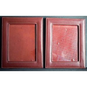Pair Of 50s Leather Photo Frames For Standard Photos 20 X 27 Cm Photo Frame Ref C1227