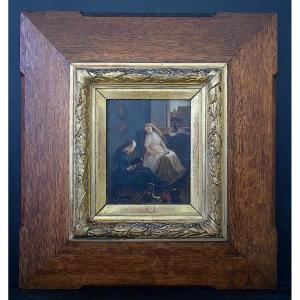 Antoine Marie Roucole 19th Century Genre Scene Little Girl Doll Rt1357