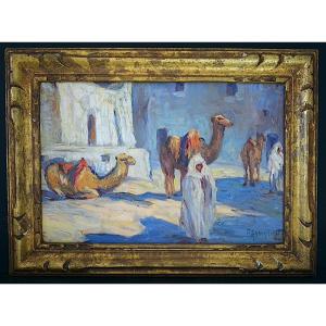 Orientalist Signed To Identify Desert Dromedary Bedouin Algeria Morocco Tunisia XXth Rt1362