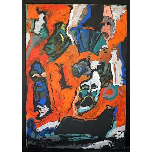 Expressionist Singular Art Masks Modern Art 20th Century Rt1365