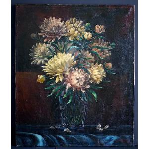 Signed Jean Brunet Or (brunat), Still Life With Chrysanthemums, Late 19th Century, Rt1376