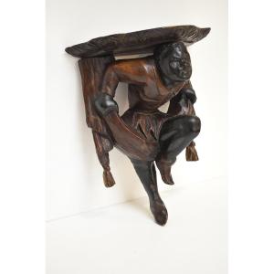 Orientalist Carved Wood Wall-mounted Console Shelf In Medieval Style Ref1148