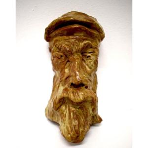 Glazed Stoneware Sculpture Of The Face Of Pierre Auguste Renoir, Monogrammed P. Ref1151