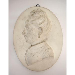 Plaster Medallion Portrait Of A Woman, Napoleon III, Sculptor Berc, Ref1176