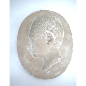 Plaster Medallion Depicting A Man, Napoleon III Period, Signed Berc Ref1177