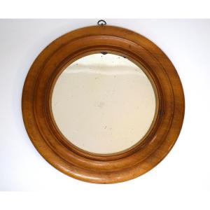 Folk Art Round Alcove Mirror Wood And Mercury 18th-19th Century Ref1189 
