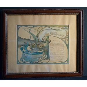 Eloy Vincent Watercolor Epithalamium Poem Embarkation For Cythera Marriage Art Nouveau Rt1388