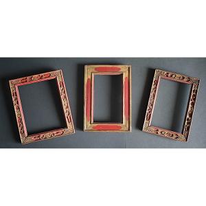 3 Photo Frames China 19th Century Rabbets 14 X 11 Cm 13 X 8 Cm 14 X 9 Cm Frame Ref C1249