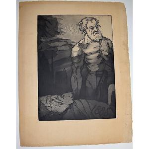 Aquatint Engraving Victor Hugo By Emile Bernard Menu Rm01
