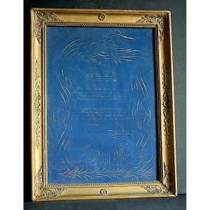 Poem In Gold Ink On Blue Paper "to My Mother" Signed Louise David Early 19th Rt1409