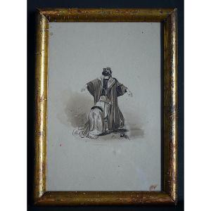 Erotic Orientalist Wash Drawing, Late 19th Century, Unsigned, Rt1413