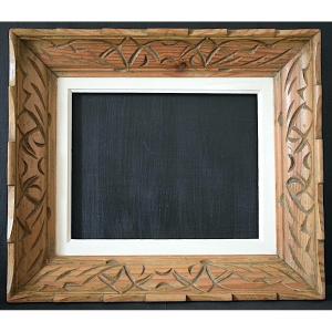 Carved Wooden Frame, Montparnasse Style, Rabbeted, 30 X 24 Cm, 20th Century, Ref C1252