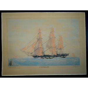 Color Lithograph By J. Pheulpin, "the Astrolabe" After François Roux, 20th Century, Rt1421