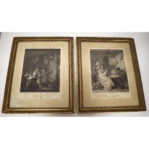 Two 19th-century Prints And Engravings On The Theme Of Games For Adults And Children (rm07)