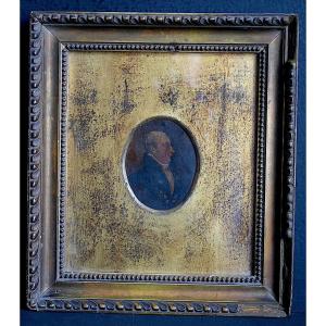 Miniature Portrait Of A Man In Profile, 19th Century, Rt1423